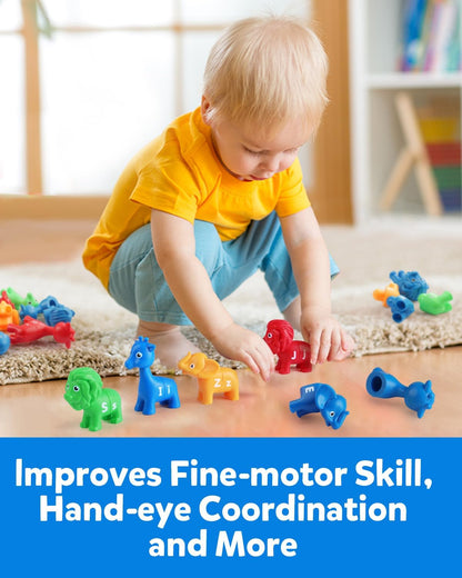 Coogam Matching Letters Fine Motor Toy, 26 PCS Double-Sided ABC Dinosaur Alphabet Match Game with Uppercase Lowercase, Preschool Educational Montessori Learning Toys for Toddlers