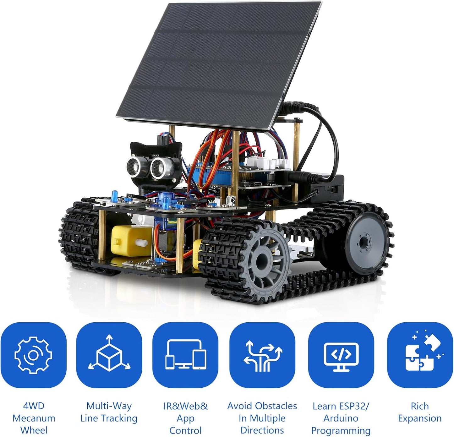 ACEBOTT Smart Robot Tank Car Kit with ESP32 for Arduino Robotics for Kids Ages 8-12 12-16 STEM Science Kits Coding Gifts for 8-16 Year Old Boys Girls Teens Cool Engineering Building Toys Unique Gifts