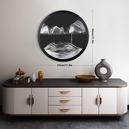 17.3" Moving Sand Art, 3D Sand Art Pictures Deep Sea Sandscape Living Room Decoration, 360° Rotate, Glass Crafts Solid Wood Frame, Relaxing Mood Home Office Work Wall Art Decor