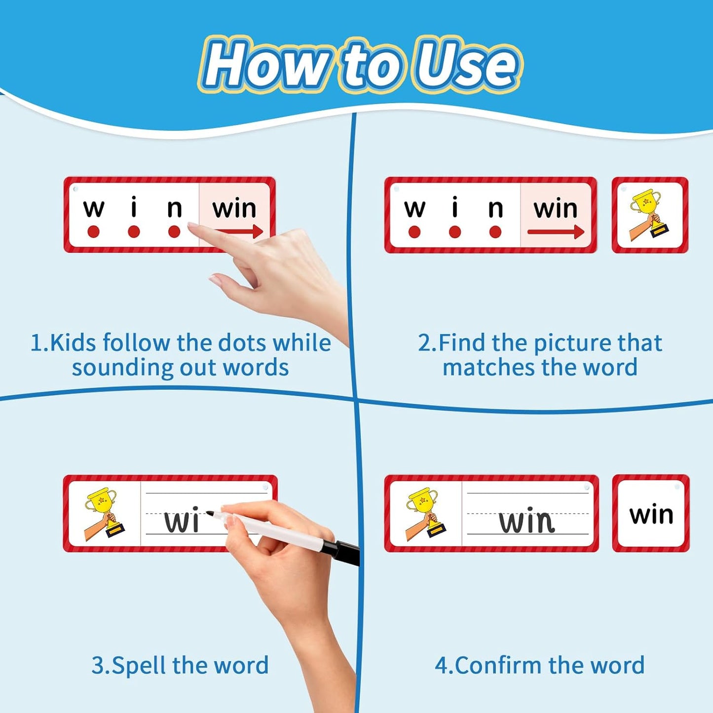 Phonics Games Flash Cards for Kids, CVC Word Games, Educational Speech Therapy Toys for Toddlers, Learn to Read & Spell, Preschool Kindergarten Learning Activities, Homeschool Essentials