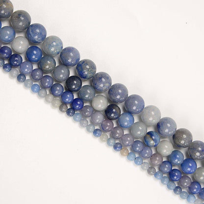 NCB 100pcs Original Natural Stone Beads Gemstone Round Loose Beads 6mm 8mm 10mm (Blue Aventurine, 6mm 100Beads) - Colors A