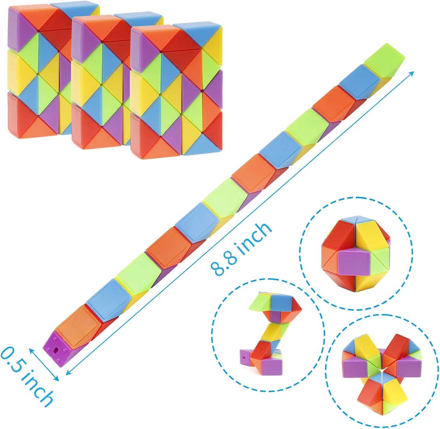 Ganowo 30 Pack Mini Snake Cube Fidget Toys Goodie Bag Stuffers for Kids, Treasure Box Toys for Classroom, Twist Puzzle for Party Favors, Birthday, Back to School Gifts, Stocking Stuffers for Kids
