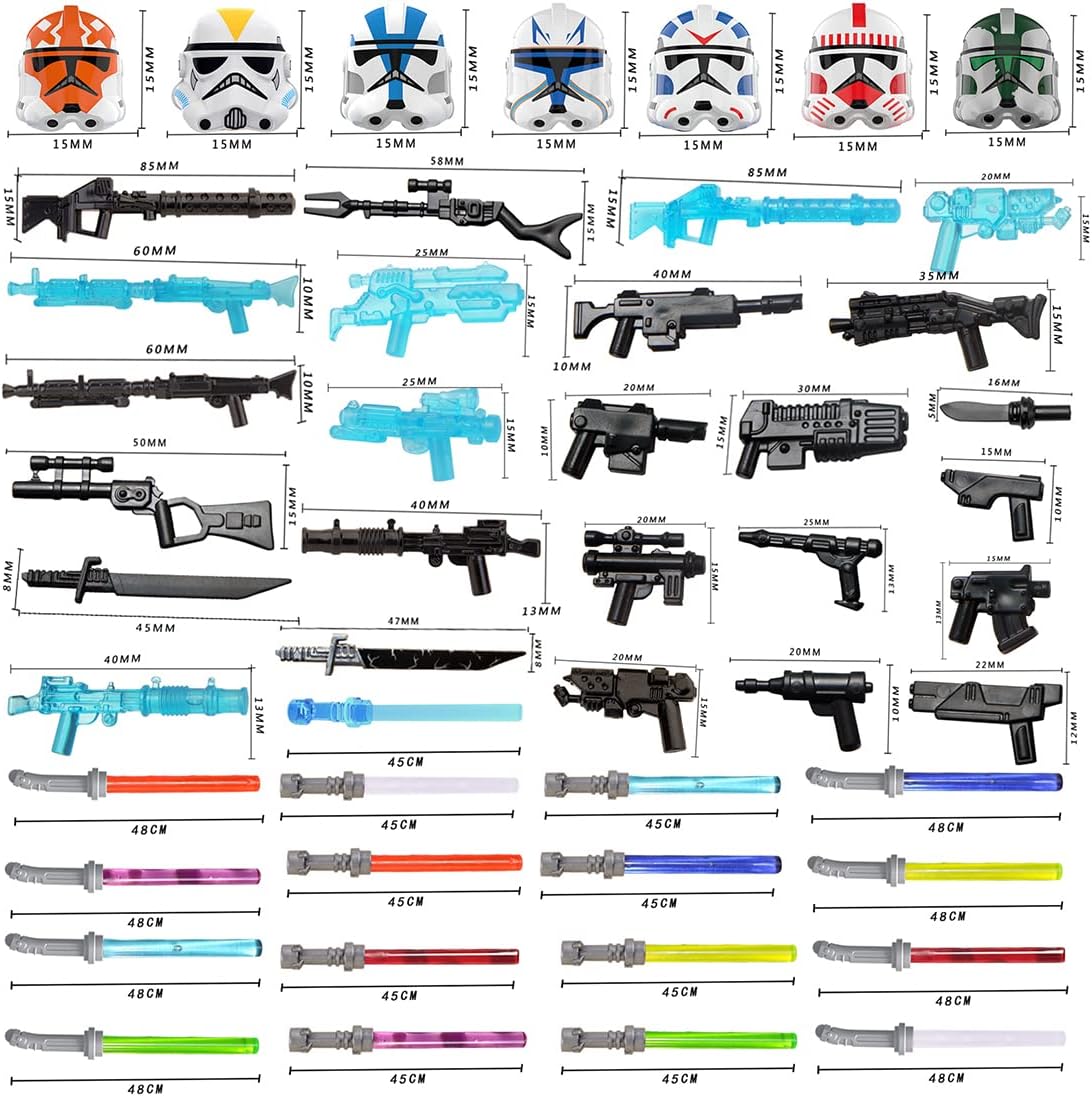 Military Minifigures Weapon Armor Kit for Star War Army Weapons and Accessories Set Compatile with Major Block Brands - 81pcs