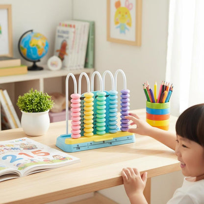 Abacus Quick Reset Children's Abacus Kids Math Counter for Preschoolers, Elementary School Students, Classroom, Homeschooling, Blue, 5 Rows