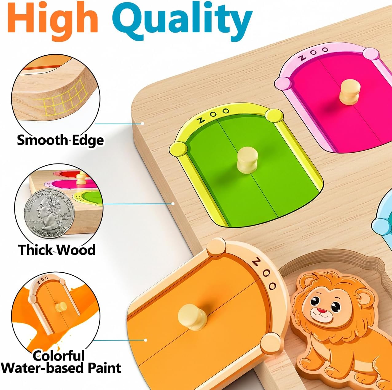 Wooden Puzzles for Toddlers 1-3 : Farm Animal Peg Puzzles, Preschool Learning Activities, Toddler Toys Age 1-2, Montessori Toys for 1 2 Year Old Boy Girl Christmas Birthday Gift