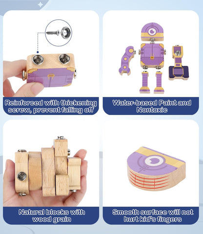 Fine Motor Building Robot Blocks for 3+Years Old Kids, Snap on Robots Together Building Blocks, Take Apart Robot Playset, STEM Montessori Fine Motor Skill Learning Birthday Gift for 3+ Years Old Kids