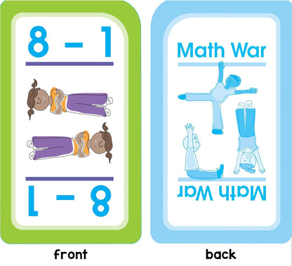 School Zone Math War Addition & Subtraction Game Cards: 56 Cards, Kindergarten, 1st Grade, 2nd Grade, Math Games, Numbers, Math Facts, Early Math, Ages 6+