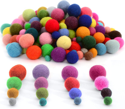 Glaciart One Wool Felt Balls (50 Pieces) 2.5 Centimeters - 1 Inch, Handmade Felted 5 Valentines Colors (Baby Pink, Medium Pink, Magenta and More) - Bulk Small Puff for Felting and Garland
