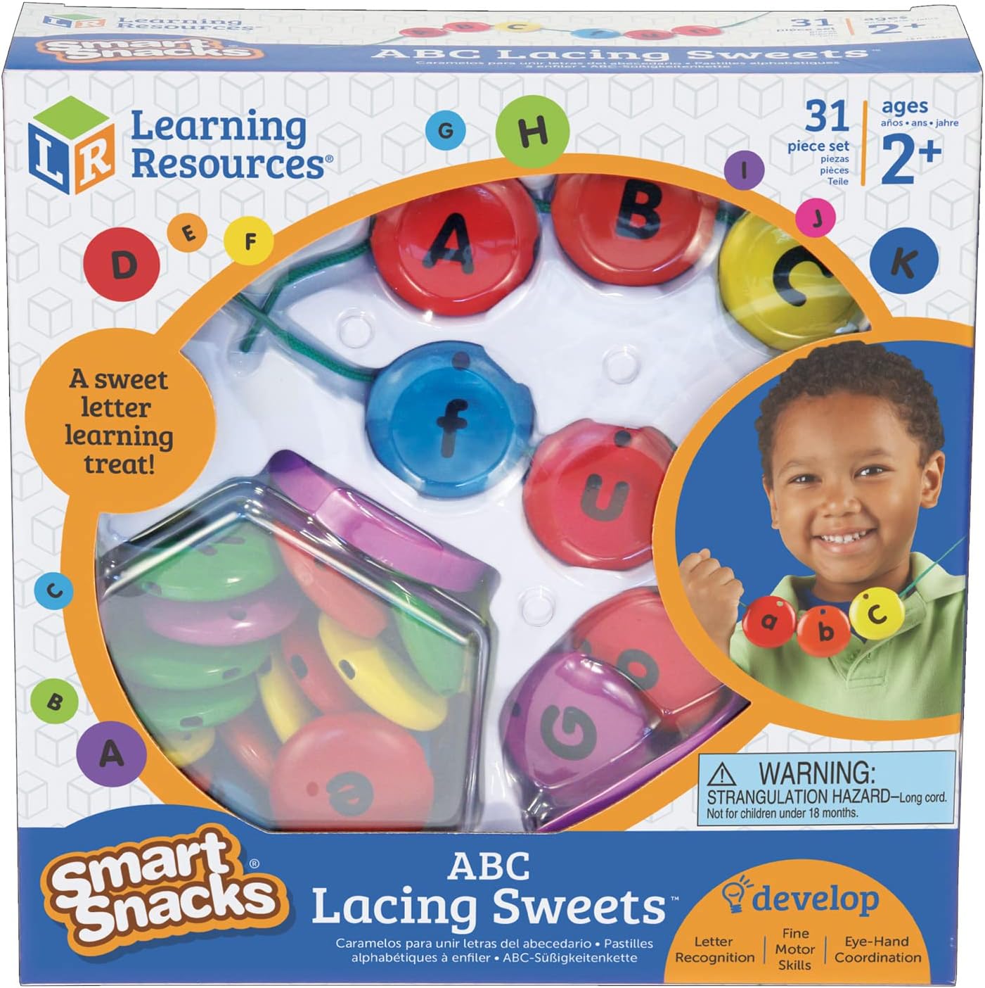 Learning Resources Smart Snacks ABC Lacing Sweets, Fine Motor Toy, 31 Pieces, Ages 2+
