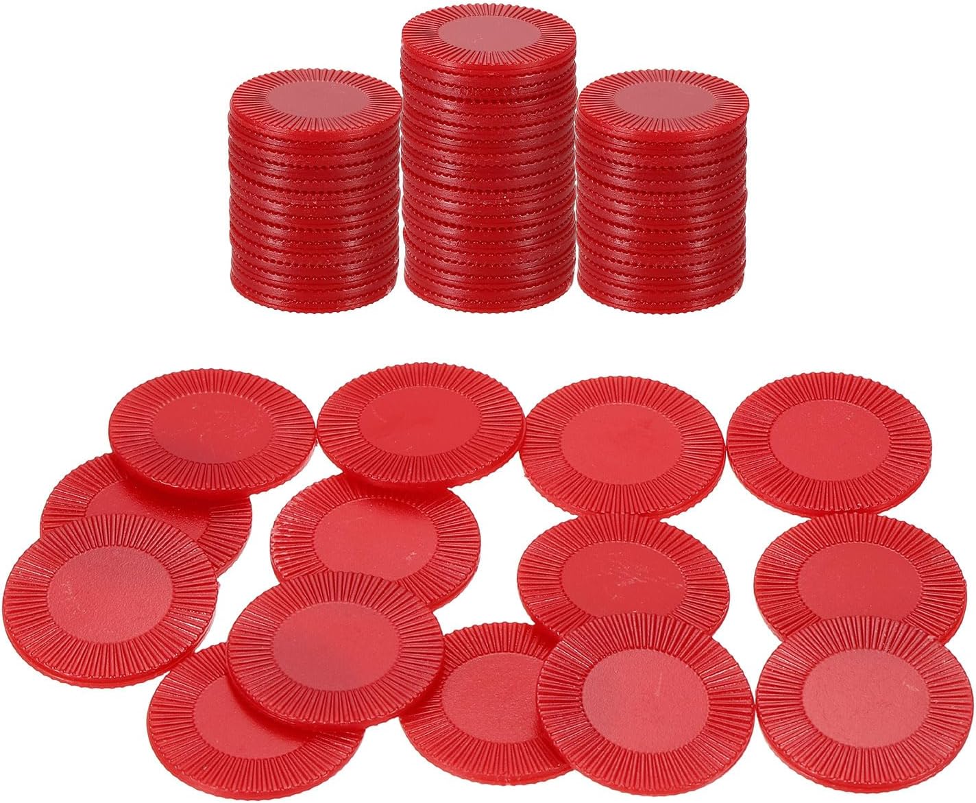 uxcell 64Pcs Plastic Poker Chips, 0.9 Inch Mini Bingo Chips Learning Counters Counting Counters Disks Markers Opaque Game Tokens for Game Play Math Counting, Red, Pattern