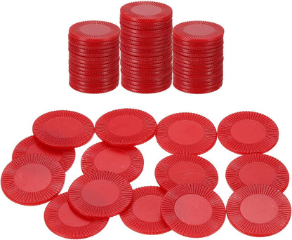 uxcell 64Pcs Plastic Poker Chips, 0.9 Inch Mini Bingo Chips Learning Counters Counting Counters Disks Markers Opaque Game Tokens for Game Play Math Counting, Red, Pattern