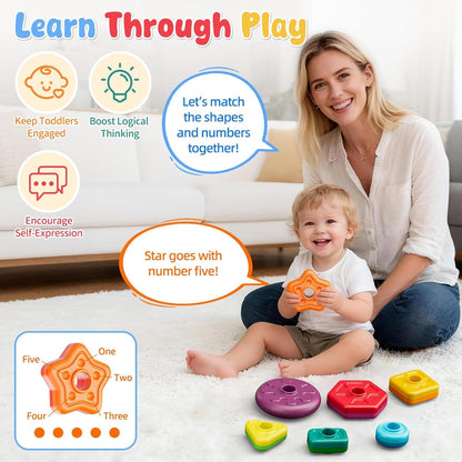 Baby Spinning Stacking Toys for Toddlers 1-3, Sensory Montessori Toys for One Year Old Girl Boy, Rainbow Ring Stacker Tower, Educational Learning Toy, Perfect Christmas Birthday Gifts