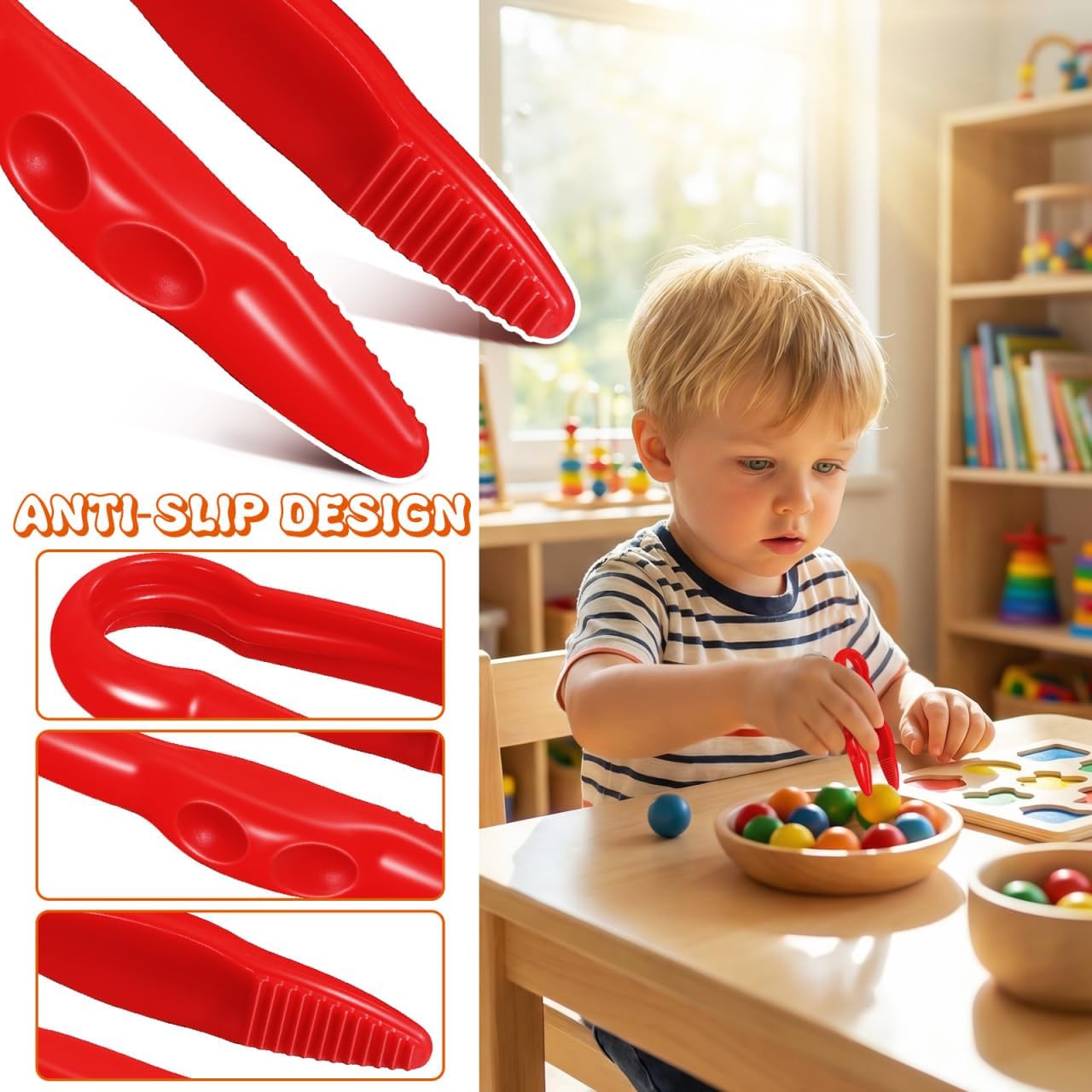 Frcolor 6Pcs Kids Tweezers Plastic Fine Motor Toys for Toddlers Preschool Learning Outdoor Exploration Sensory Bins Crafting Tools