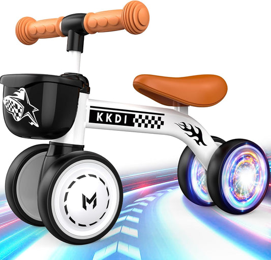 Baby Balance Bike Ride on Toys for 1 2 Year Old, Toddler Bike, First Birthday Gifts for 1 2 Year Old Boys Girls, Baby Indoor Outdoor Toy, Colorful Lighting Silent Wheels, No Pedal/Basket