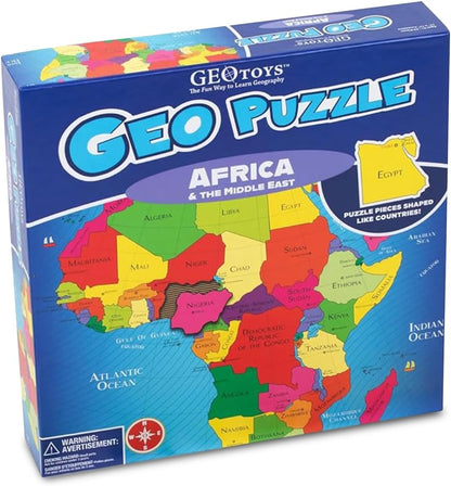 GeoToys GeoPuzzle, World Jigsaw Puzzles, 68 Pc Geography Game & Map Puzzle, Educational Games & Kids Learning Activities, Puzzle Gifts for Children Ages 6-9, Fun Learning Toys for Kids