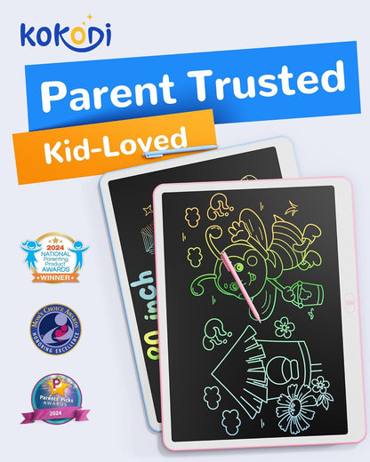 KOKODI LCD Writing Tablet, 12 Inch Colorful Toddler Doodle Board Drawing Tablet, Erasable Reusable Electronic Drawing Pads, Educational and Learning Toy for 3-6 Years Old Boy and Girls(Blue)