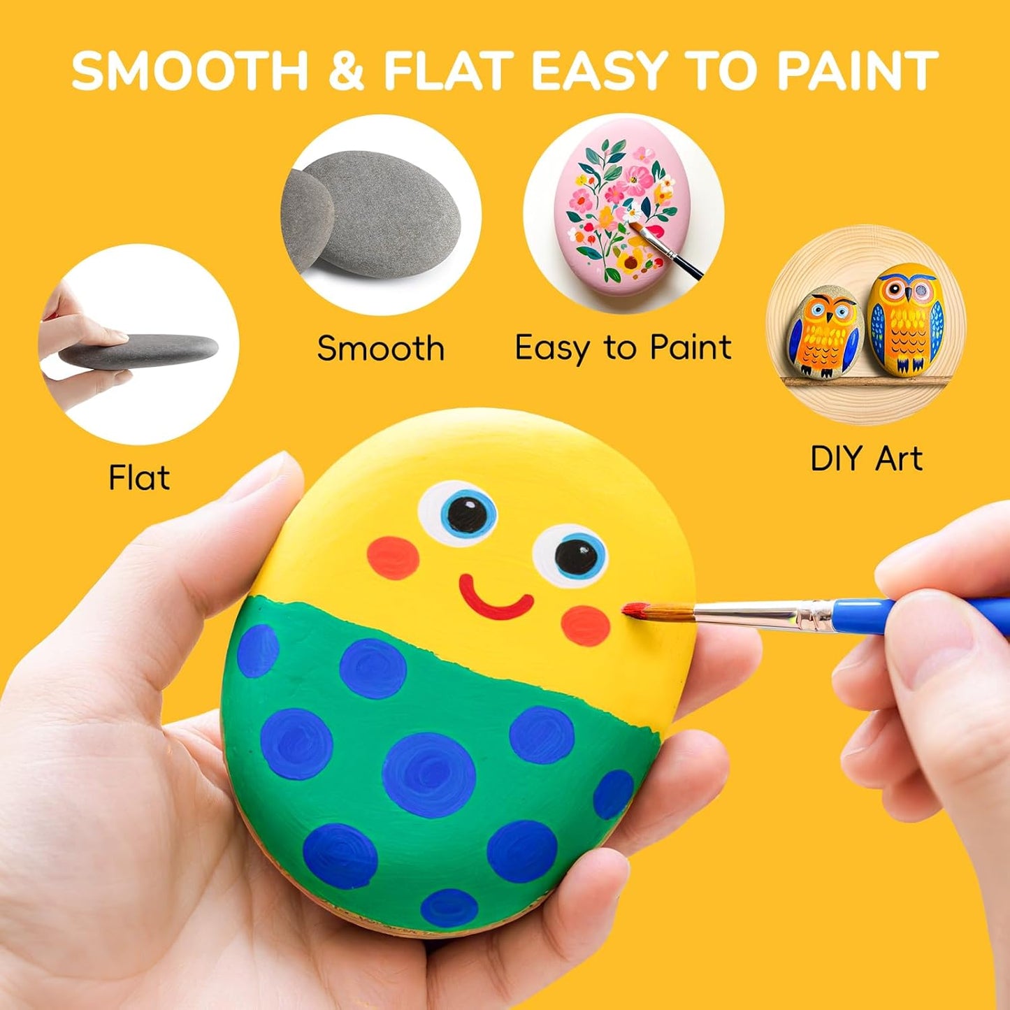 Simetufy Large Rocks for Painting 40 PCS 3.3-4.5Inch River Rocks for Painting, Rock Painting for Kids, Smooth and Flat Painting Rocks for DIY & Arts
