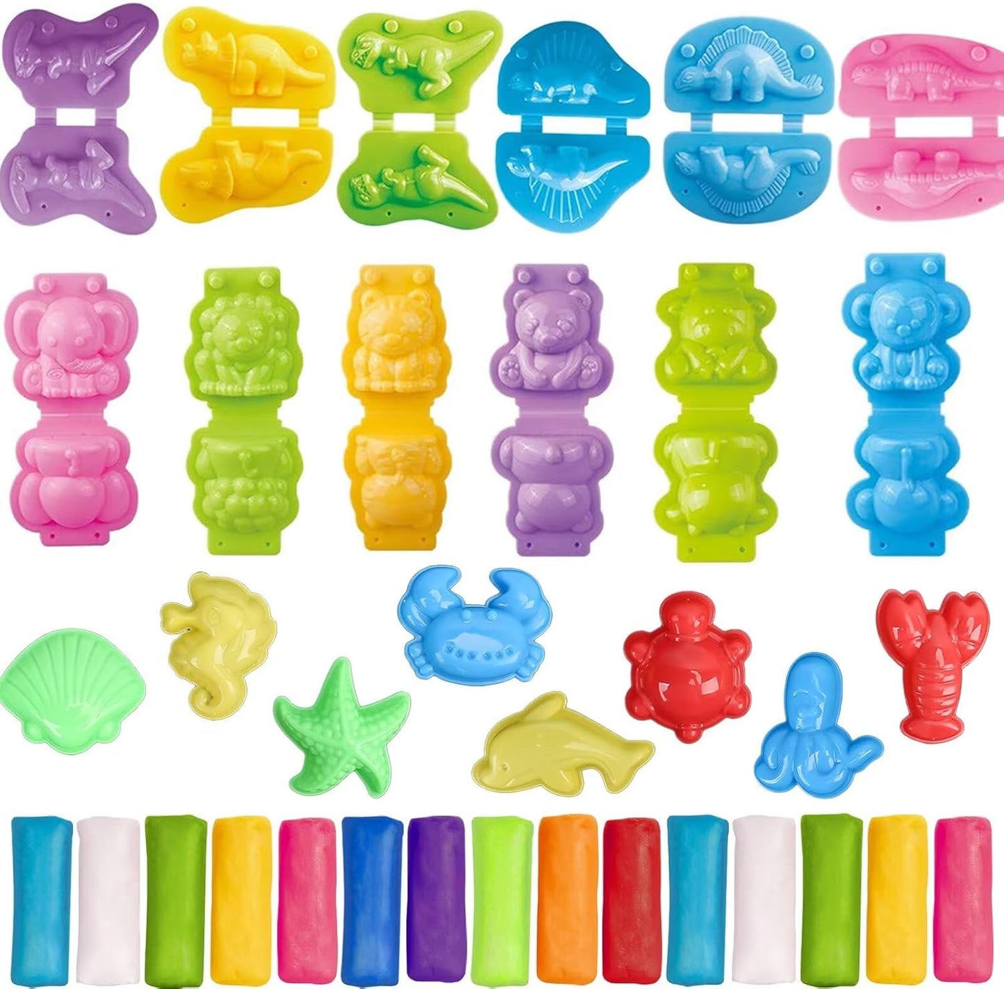 Unleash Creativity with 6 Unique Dino Molds Dough Toys Dough Accessories Set.Ideal as a Gift for Kids Aged 3-4-8 Years