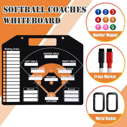 1+44PCS Baseball Coaching Board for Dugout, Dry Erase Lineup Board Softball Clipboard for Coach/ 30 Name Strip/ 10 Number Blocks/ 2 Marker/ 2 Buckle