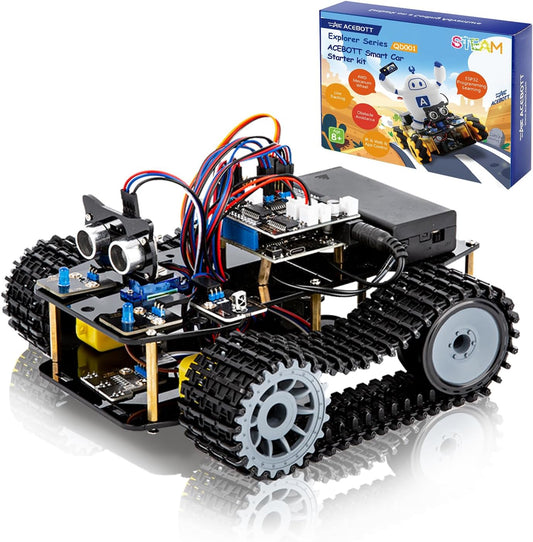 ACEBOTT Smart Robot Tank Car Kit with ESP32 for Arduino Robotics for Kids Ages 8-12 12-16 STEM Science Kits Coding Gifts for 8-16 Year Old Boys Girls Teens Cool Engineering Building Toys Unique Gifts