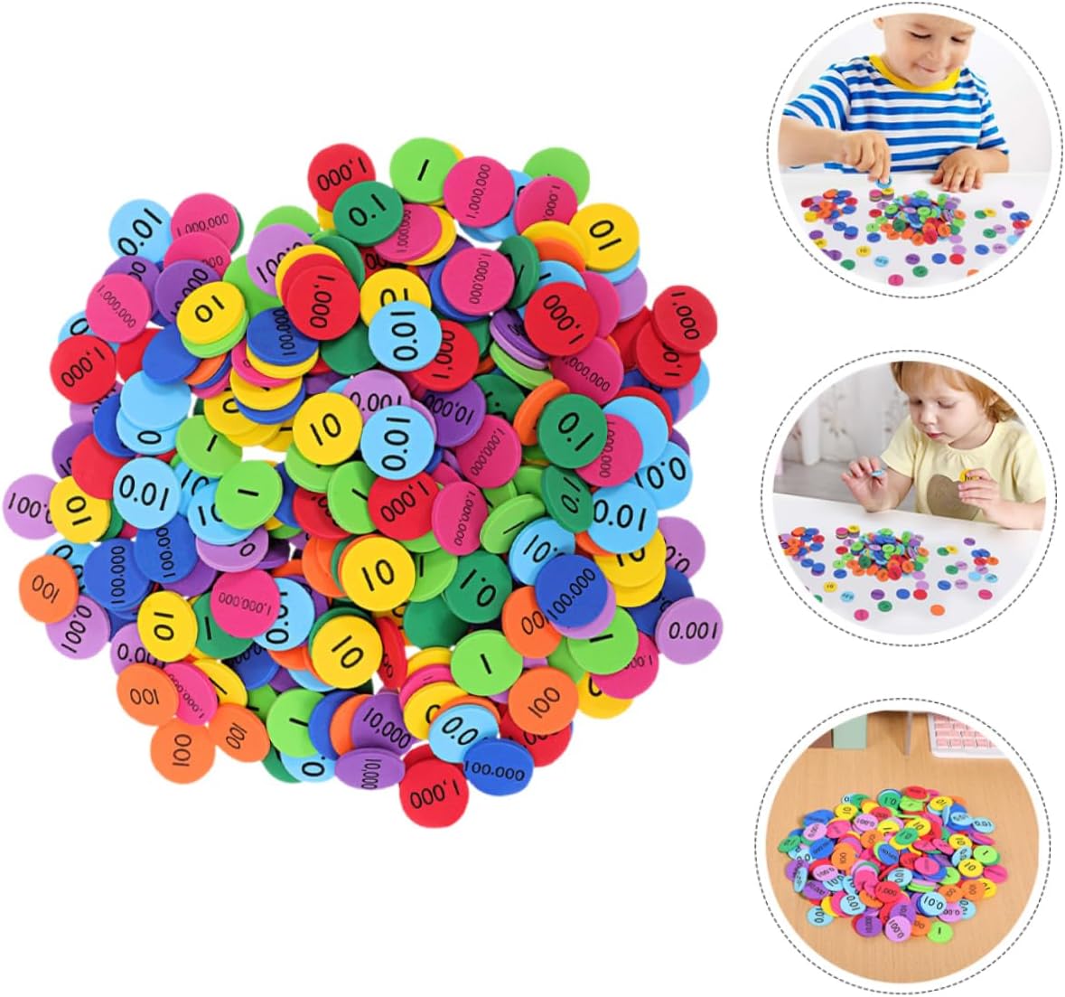 IMIKEYA 200pcs Place Value Discs for Boy Girl Versatile Math Learning Tools for Home and Classroom Use Educational Number Discs for Early Childhood Development and Interactive Play