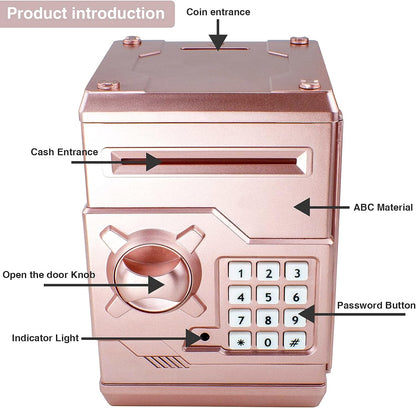 Piggy Bank Electronic Mini ATM for Kids Baby Toy, Safe Coin Banks Money Saving Box Password Code Lock for Children,Boys Girls Best Gift (Silver)