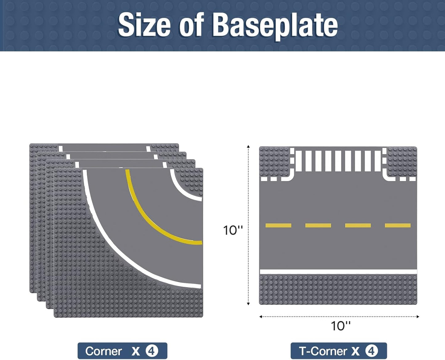 Classic Baseplates Building Plates-10" x 10" Building Boards,100% Compatible with All Major Brands and Activity Table, Creative Platforms Mats for Toy Bricks (Sand, 8 Pack)
