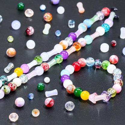 Bulk Crystal Glass Beads for Jewelry Making, Beads for Bracelets, DIY Crafts & Jewelry Projects, Large and Small Glass Beads for Adults, 4–14mm (2 Pounds)