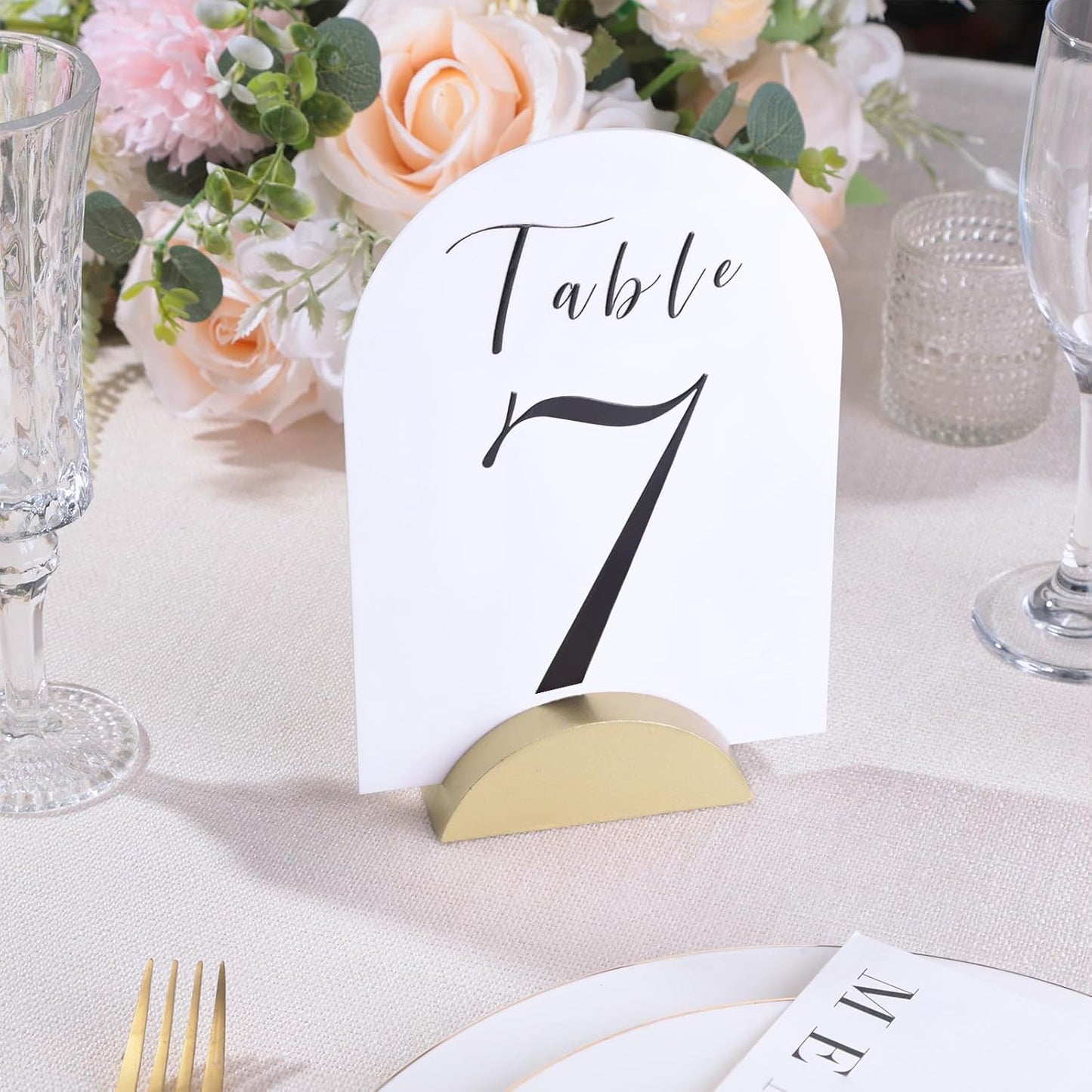 UNIQOOO 10 Pack 4" Gold Birch Wood Stands for Wedding Acrylic Sign, Wood Table Number Holders for 1/8 Thick Acrylic Sheets | Wedding Display Stand, Card Holder for Bar Menu, Retail Sign, Party