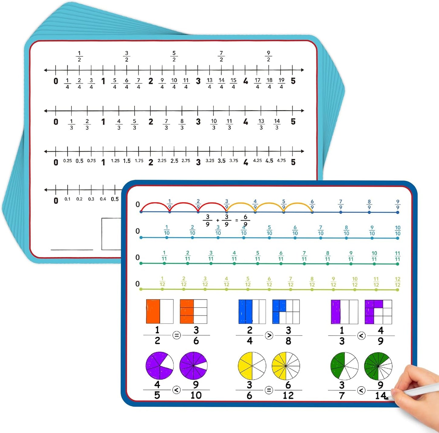 Aizweb 12 Pack Dry Erase Board Card,9" x 12" Small Whiteboard Number Line 120 Numbers Chart Ten Frame,Math Manipulatives Addition Subtraction Game for Student Classroom Must Haves Teacher Supplies