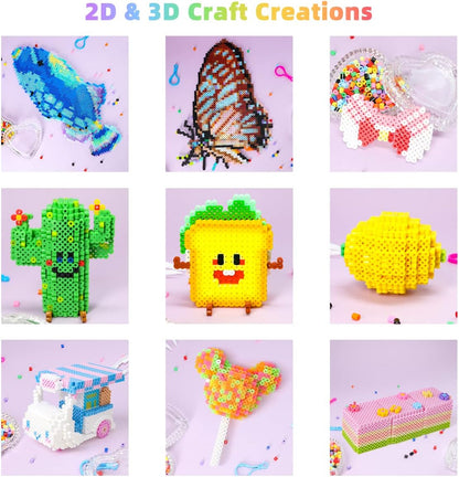 Meland Fuse Beads - 24000pcs Fuse Beads Kit for Kids, 24 Color 5MM Iron Beads Set with 4 Fluorescence Color, 6 Pegboards - Craft Kits Gifts for Birthday Christmas