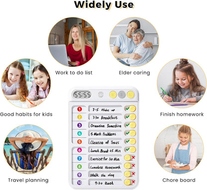 Magnetic Chore Chart for Kids, ADHD Tools for Kids to Do List Checklist Task Board Routine Chart Visual Schedule for Fridge with 10 Sliders and Magnetic Marker - White