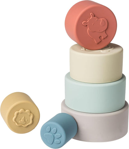 Mary Meyer Baby and Toddler Toys Simply Silicone Stacking Cups for 6+ Months Old Preschool Gifts, 9-Inches, Stars