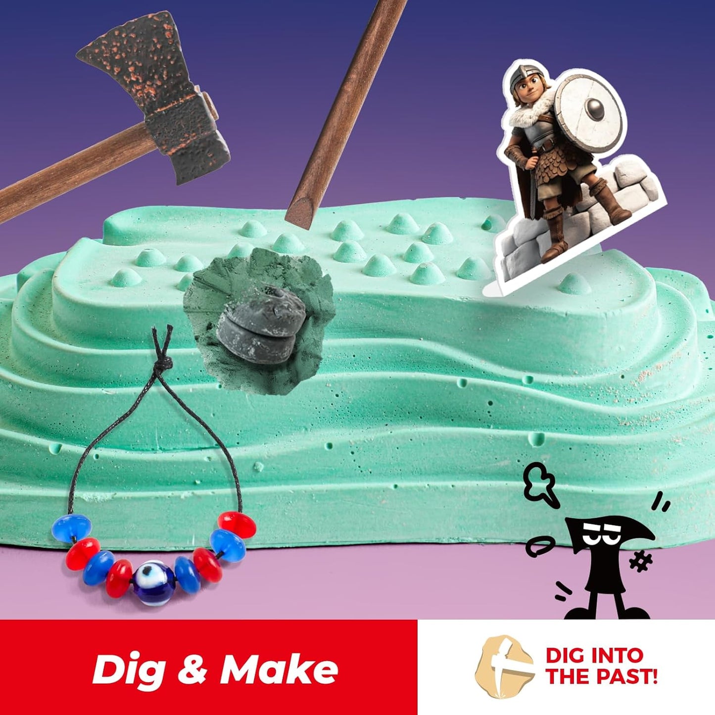 EDUMAN Stone Ages Fossil Dig Kit for Kids, Dig it Up Ancient Creatures Kit, Archaeology Kits with Mining Kit Tools, Educational Toys & Stem Toys for Kids Age 6 for Boys Girls