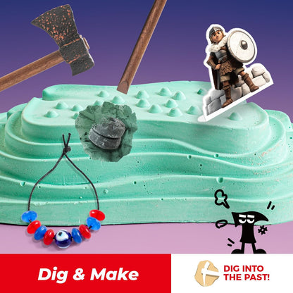 EDUMAN Stone Ages Fossil Dig Kit for Kids, Dig it Up Ancient Creatures Kit, Archaeology Kits with Mining Kit Tools, Educational Toys & Stem Toys for Kids Age 6 for Boys Girls