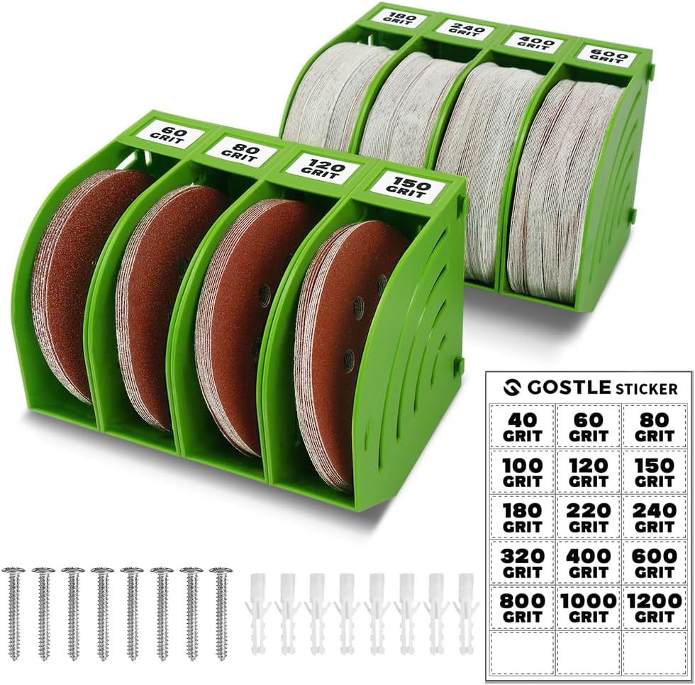 5 Inch Professional Sanding Discs Storage Bins - 8 Bins Set for Efficient Organization, Offset Snap-On Connection, Grit Classification, Space-Saving Design and Versatile Application, Red