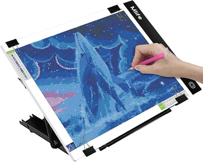 Mlife B4 LED Light Pad Kit - Upgraded Diamond Art Painting Light Box Dimmable Tracing Light Board, Sketching, Animation, Drawing Light Box with 4 Fasten Clips and Metal Stand