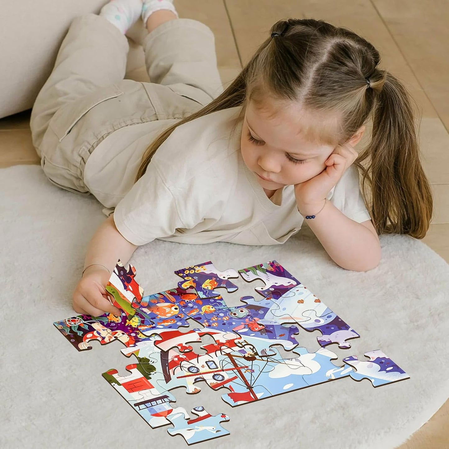 Jumbo Floor Puzzle for Kids, Large Jigsaw Puzzles 24 Piece for Kids Ages 3-5,Preschool Learning & Education Toys, Gifts for 4-8 Year Old Boys and Girls (Jungle Animals)
