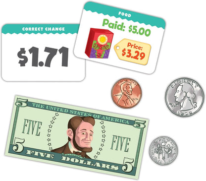 eeBoo: Making Change Game, 50 Item Cards with Play Money, Develop Math and Practical Money Skills, Perfect for Ages 5 and up