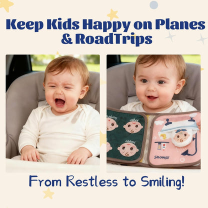 NewFamily Baby's Day Busy Book for Toddlers -MontessoriQuiet Book with 8 Daily Routines, Fine Motor & Life Skills.Screen-Free Travel Toy for Airplane & Car, Gifts for 2-4 YearOld Boys & Girls