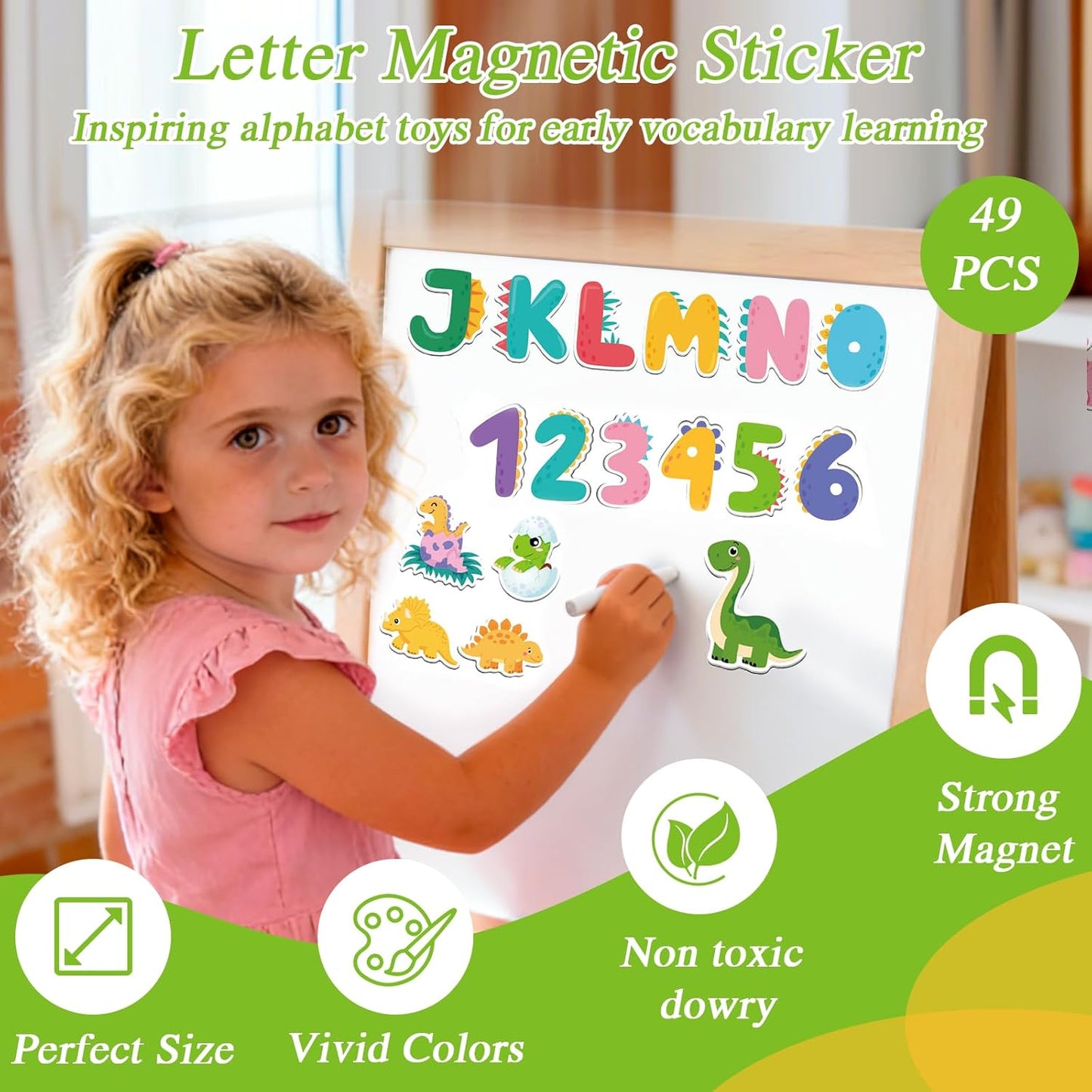 Magnetic Letters and Numbers for Fridge, Cute Colorful Animal Alphabet 26 Uppercase Letters 0-9 Numbers, Fridge Magnets Set for Learning Spelling Girls