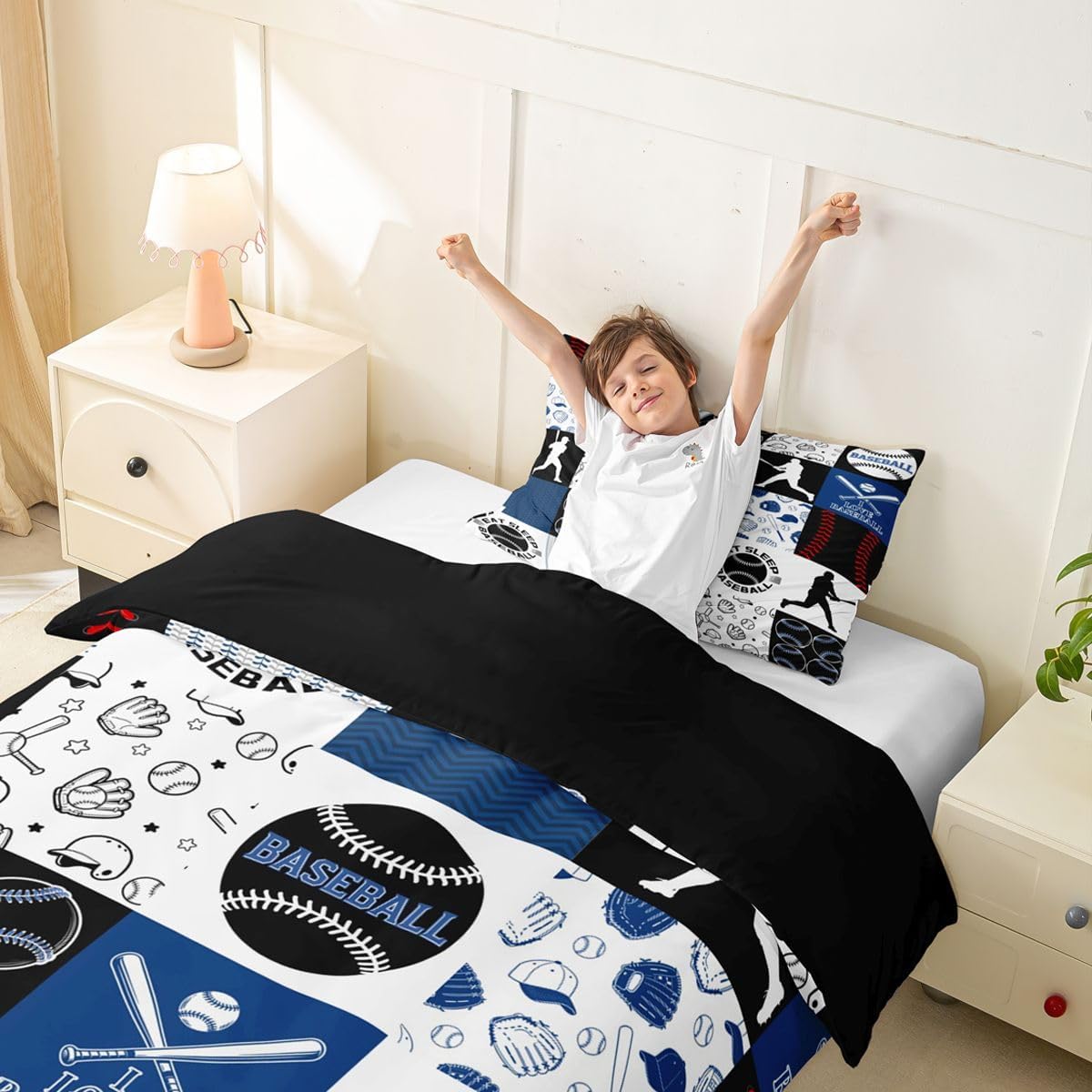 Drum Kit Duvet Cover,Kids Musical Instruments Bedding Set,Rock Music Comforter Cover for Boys Girls Room Decor,Neon Lighting Lightweight Bedspread Cover Twin Size with 1 Pillow Case(No Comforter)