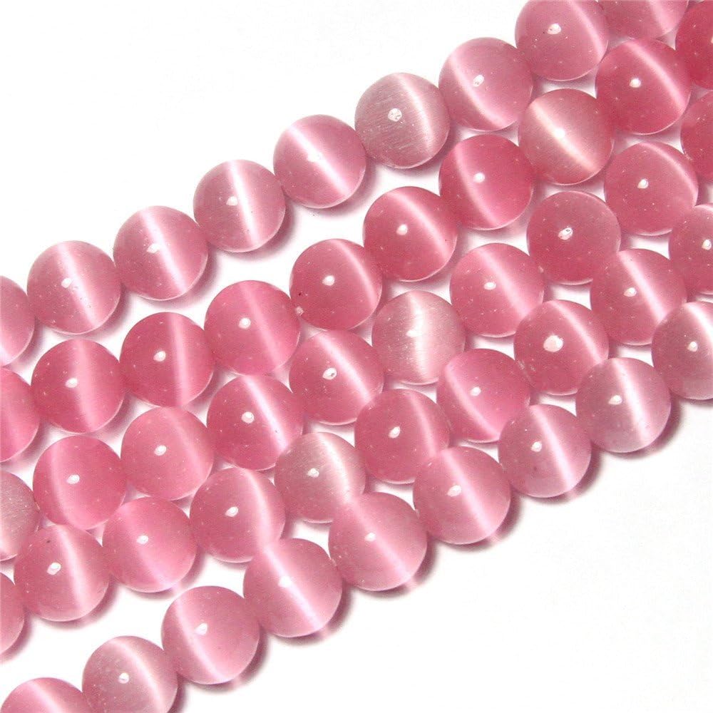 HAAMIIQII 8mm Light Blue Cat Eye Glass Round Crystal Stone Loose Gemstone Beads for Jewelry Making Bracelets Necklaces Earrings Crafts (45-50pcs)
