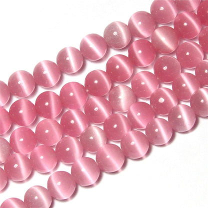 HAAMIIQII 8mm Light Blue Cat Eye Glass Round Crystal Stone Loose Gemstone Beads for Jewelry Making Bracelets Necklaces Earrings Crafts (45-50pcs)