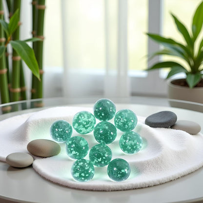 10Pcs Glass Marbles Glow in The Dark Multi-Color Luminous Marbles Marble Games and DIY Home Decoration Marble Runs Learning and Education (0.47 inch) (Green)