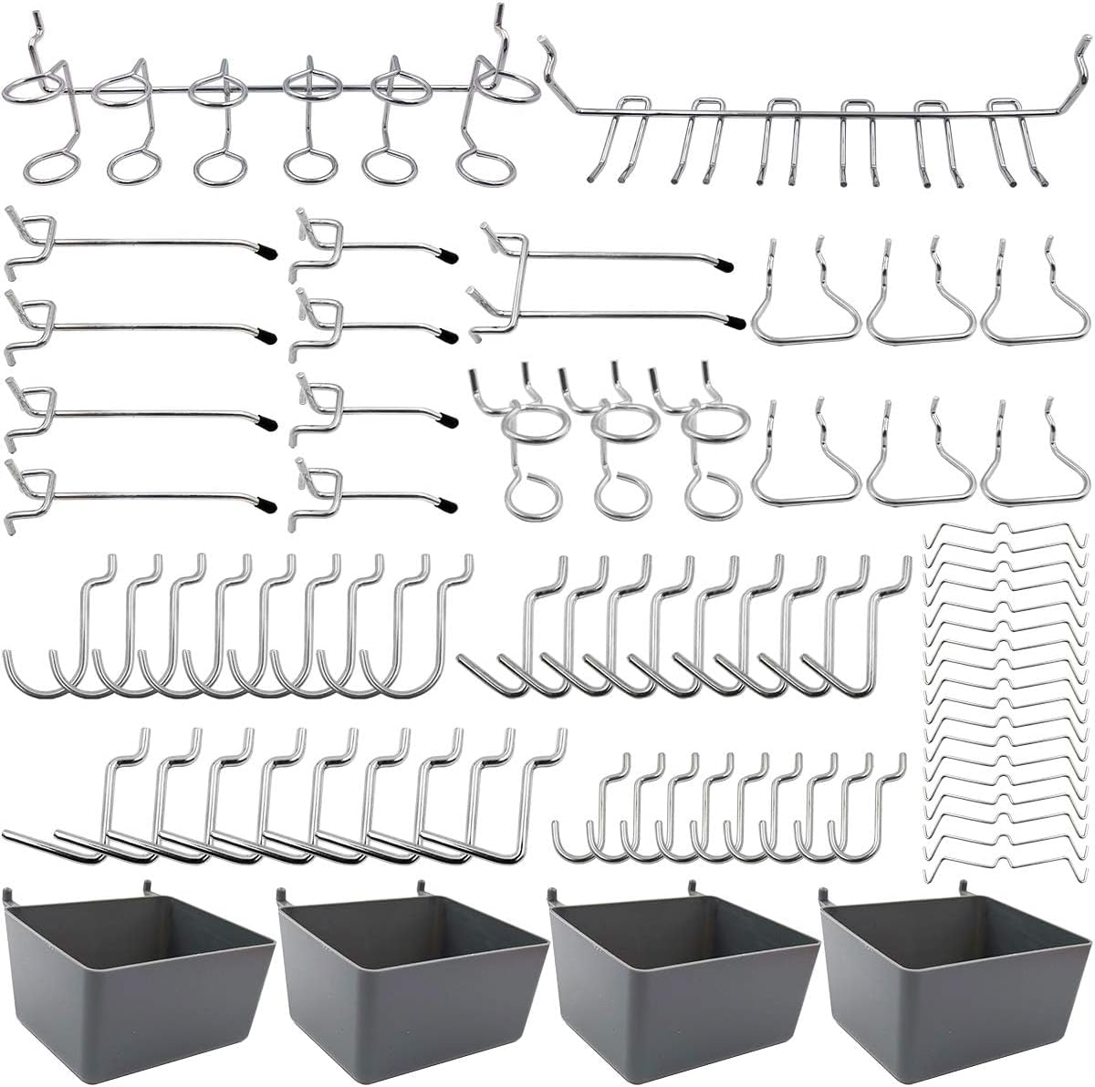 Pegboard Hooks, with Bins, Peg Locks, for Organizing Various Tools, 188 PCS, 80 of Which are Locks