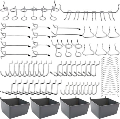 Pegboard Hooks, with Bins, Peg Locks, for Organizing Various Tools, 188 PCS, 80 of Which are Locks