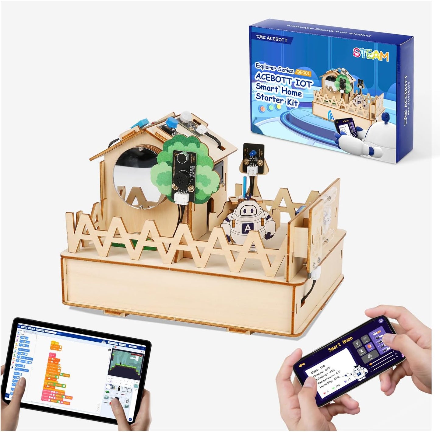 Robotics Kit for Kids Ages 8–12 12-16, ACEBOTT Smart Robot Car Kit with 3MP Camera, STEM Toys for Boys Compatible with Arduino & Scratch,App & Remote Control,STEM Gift for Boys, Girls,Teens and Adults