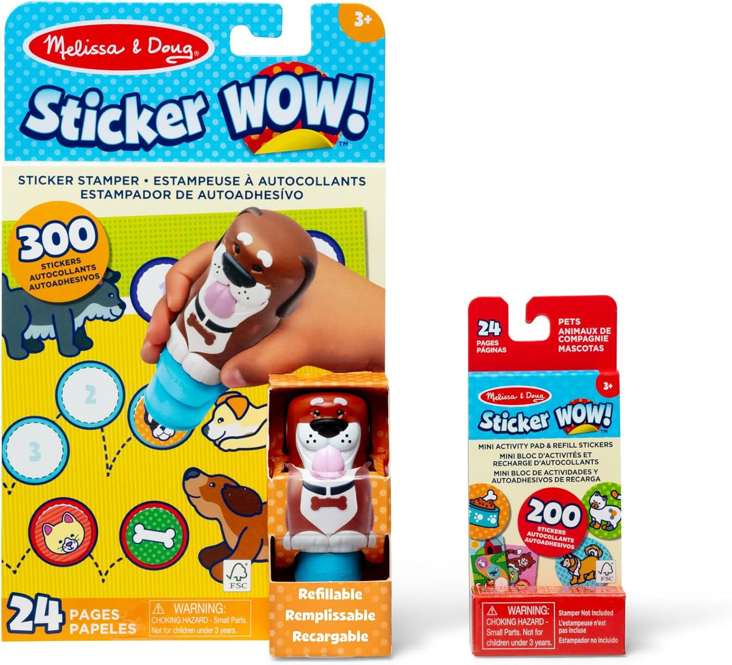 Melissa & Doug Sticker Wow!™ 24-Page Activity Pad and Sticker Stamper, 300 Stickers, Arts and Crafts Fidget Toy Collectible Character – Dog - for Kids Ages 3+ - FSC Certified