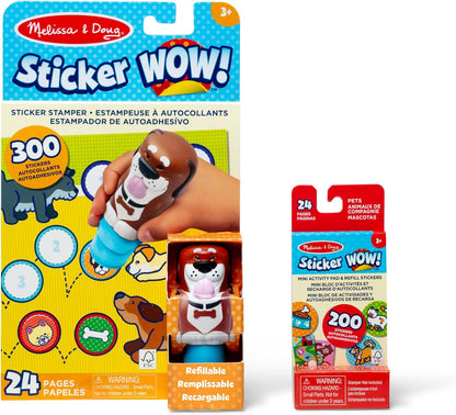 Melissa & Doug Sticker Wow!™ 24-Page Activity Pad and Sticker Stamper, 300 Stickers, Arts and Crafts Fidget Toy Collectible Character – Dog - for Kids Ages 3+ - FSC Certified